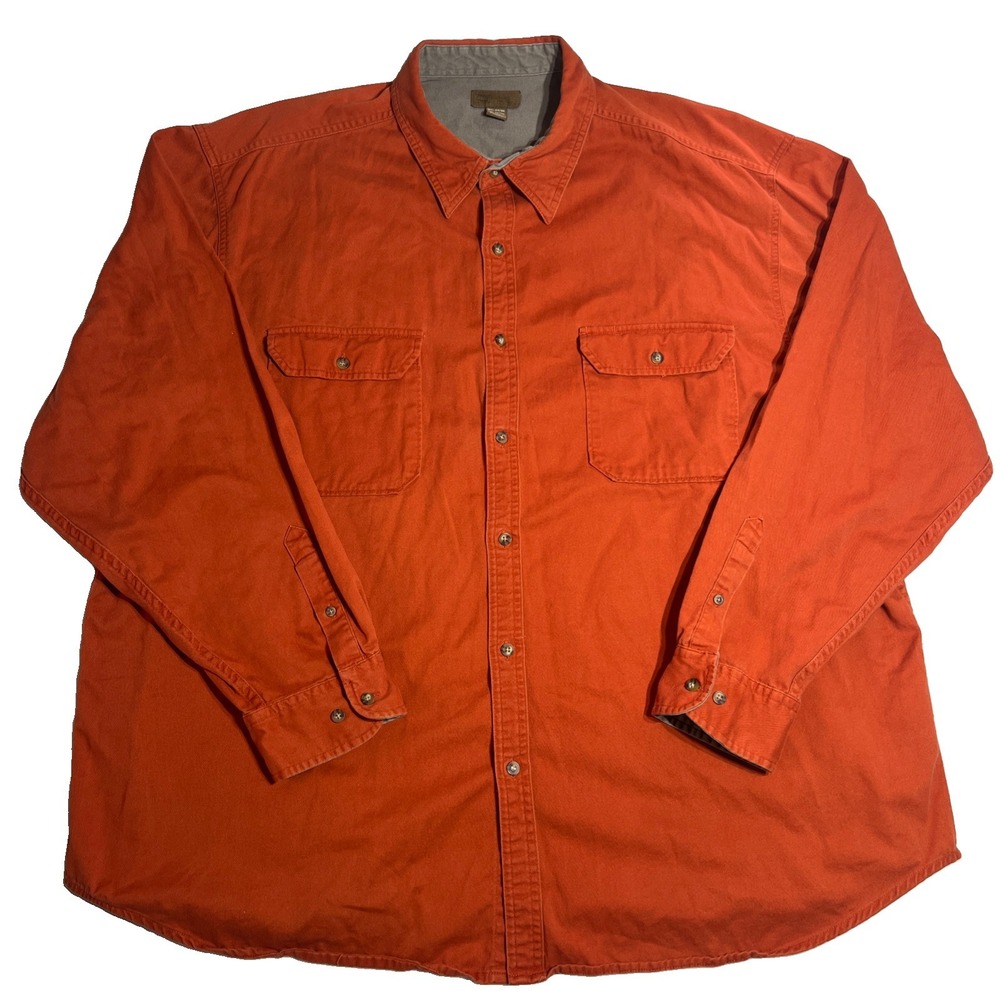 Faded Glory Shirt Mens 3XL Orange Twill Long Sleeve Button Front Big Mens Casual